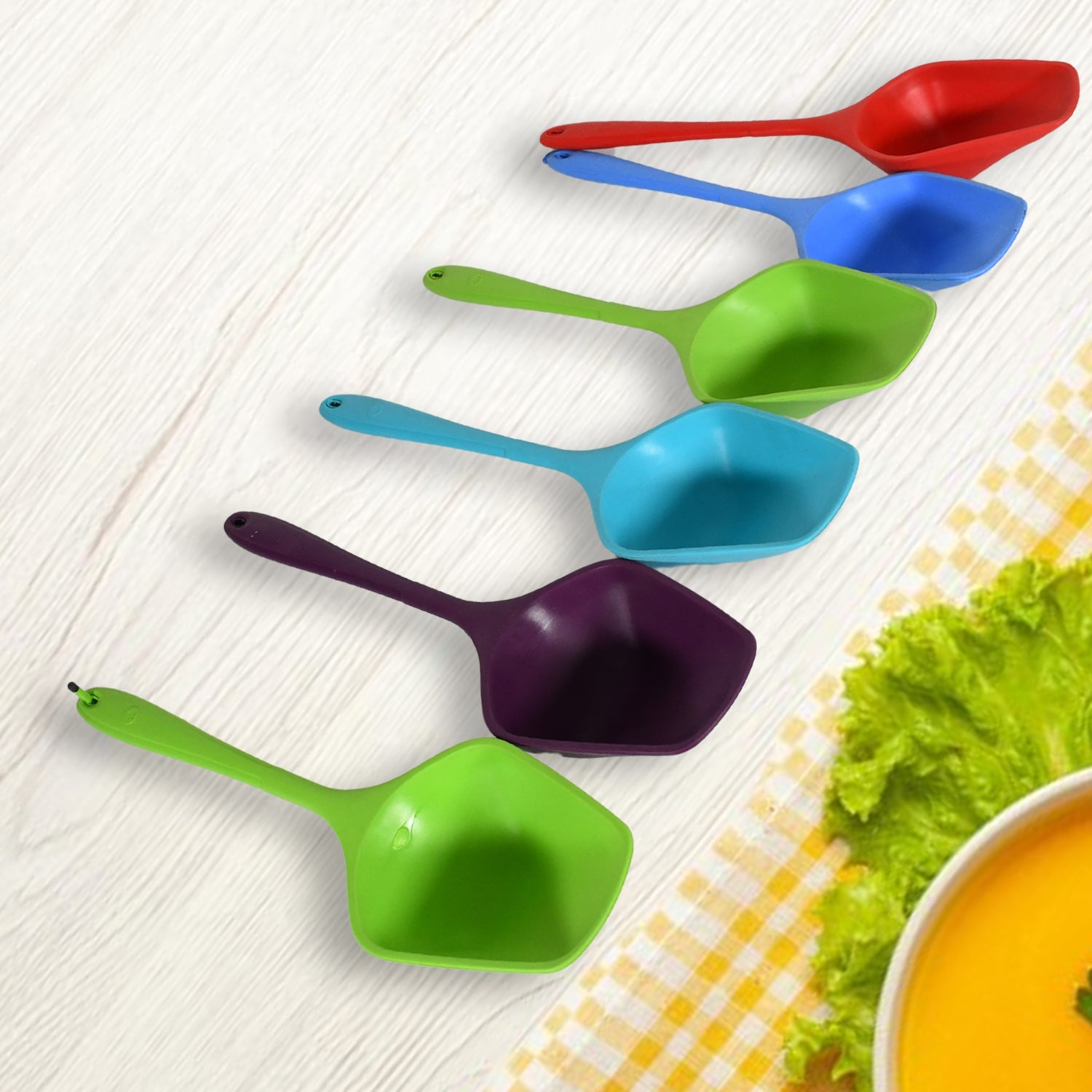 Multipurpose Silicone Spoon, Silicone Basting Spoon Non-Stick Kitchen Utensils Household Gadgets Heat-Resistant Non Stick Spoons Kitchen Cookware Items For Cooking and Baking (6 Pcs Set)