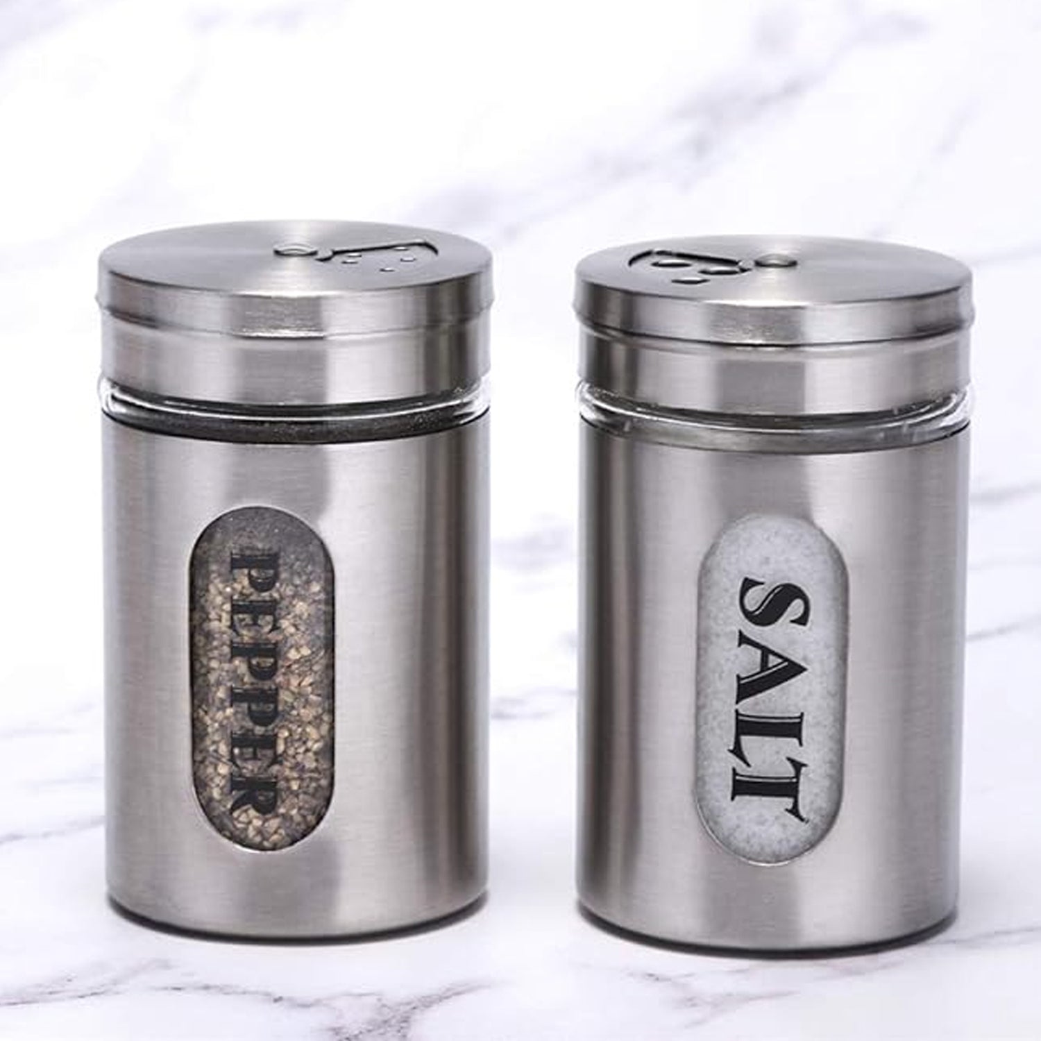 8184 Multi-purpose Seasoning Bottle, Salt and Pepper Shakers Stainless Steel and Glass Set with Adjustable Pour Holes For Home Cooking Picnic, Camping Ration Salt Shakers (1 Pc)