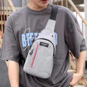 0323 grey Waterproof Anti Theft Crossbody fanny pack waist bag PU Leather Shoulder Bags Chest Men Casual fashion USB Charging earphone hook Sling Travel Messengers Bag DeoDap