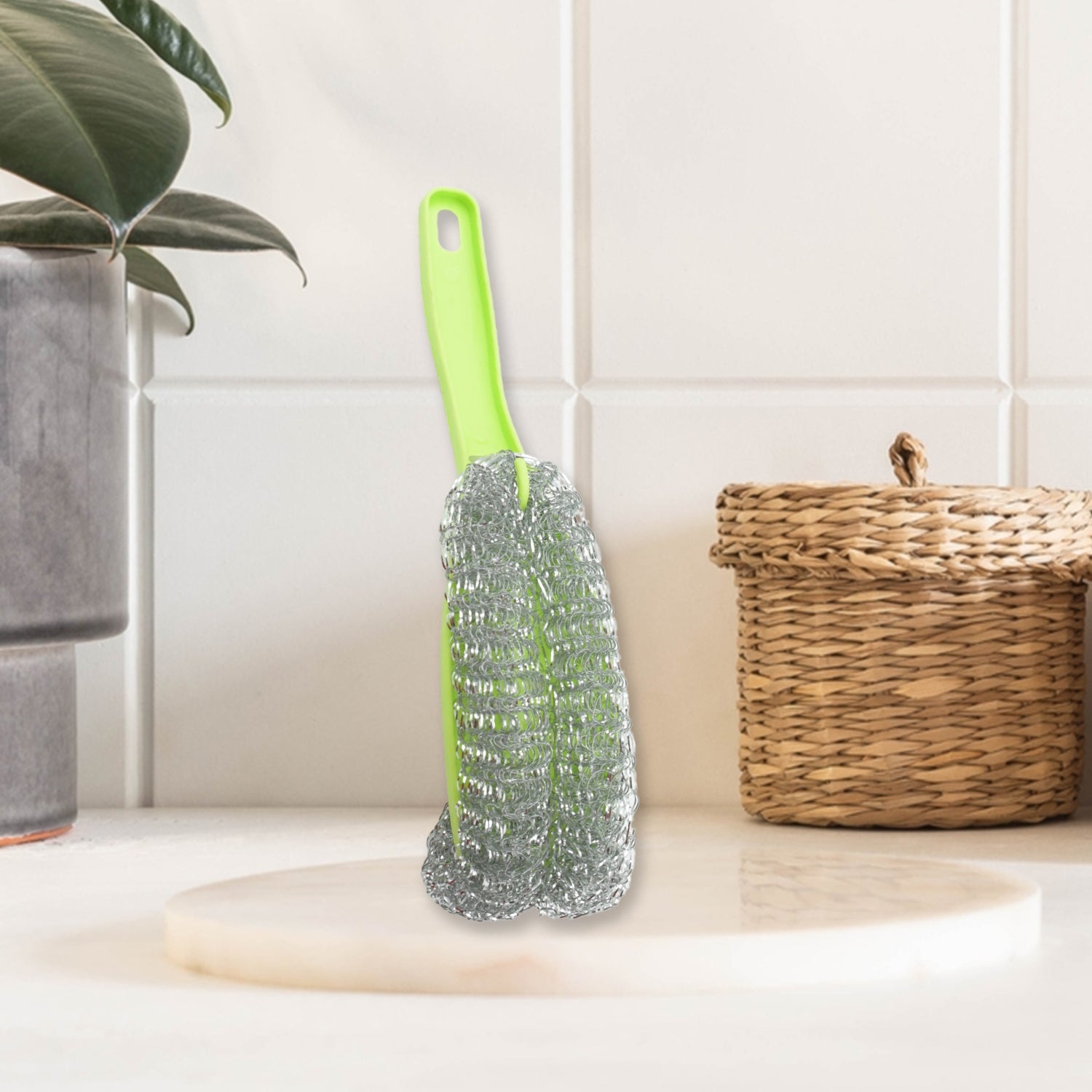 7218 Wire Kitchen Washing Brush, Plastic Small Brush, Cleaning Brush, Bend Handle Pot Washing Brush (2 Pc)