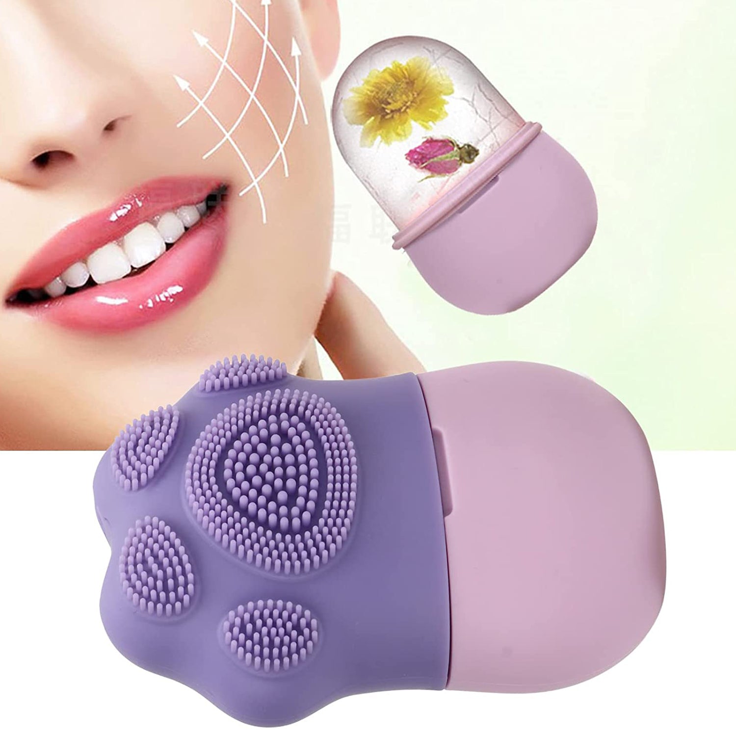 1226 Non Slip Silicone Face Ice Cubes Easy Grip New Unique Shape ice Roller Base Reusable for Beauty  ( 1 pc ) DeoDap