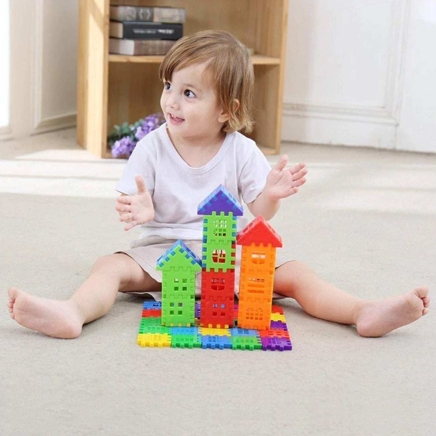 3910 72 Pc House Blocks Toy used in all kinds of household and official places specially for kids and children for their playing and enjoying purposes. DeoDap