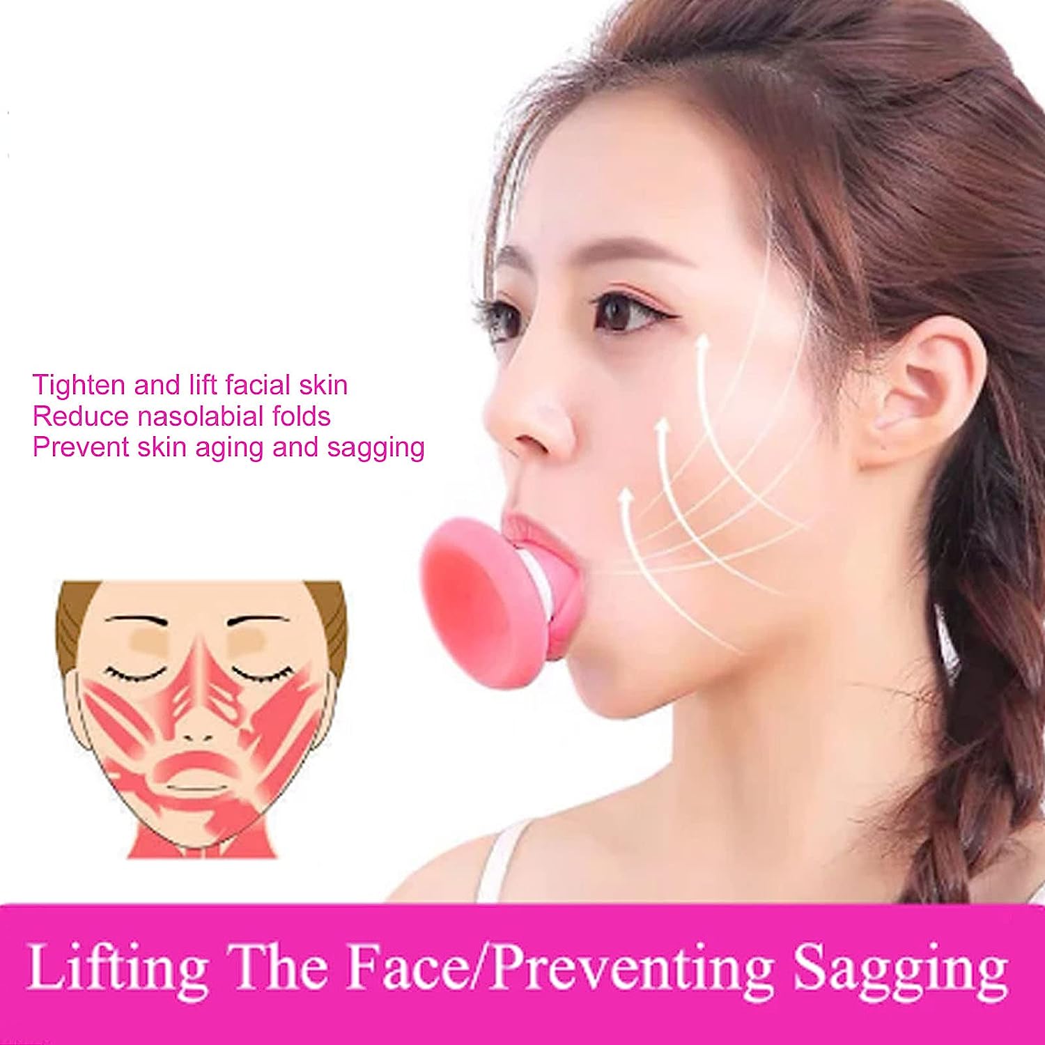 6104a SILICONE FACIAL JAW EXERCISER BREATHING TYPE FACE SLIMMER, BREATHING TYPE FACE SLIMMER FACE LIFT INHALING & EXHALING TOOL, LOOK YOUNGER AND HEALTHIER - HELPS REDUCE STRESS AND CRAVINGS (Card Packing)