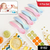 8182 Kids Cute Food Grade Foods Feeding Training Silicone Baby Spoon (set of 6 pcs)