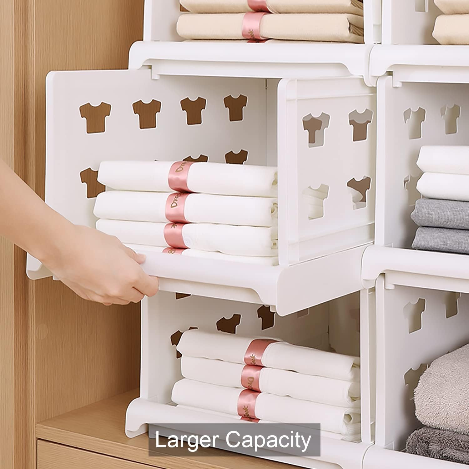 7886 3 Layer Stackable Multifunctional Storage,for Clothes Foldable Drawer Shelf Basket Utility Cart Rack Storage Organizer Cart for Kitchen, Pantry Closet, Bedroom, Bathroom, Laundry(3 Layer 1 Pc)