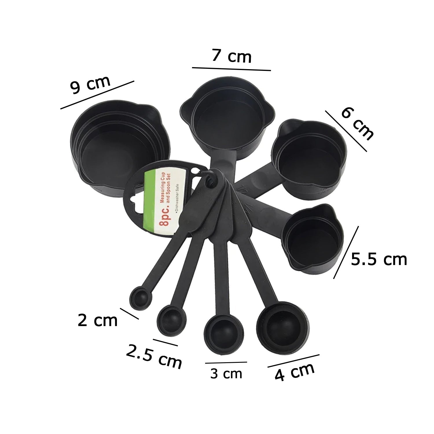 106 Plastic Measuring Cups and Spoons (8 Pcs, Black) Smallb.store