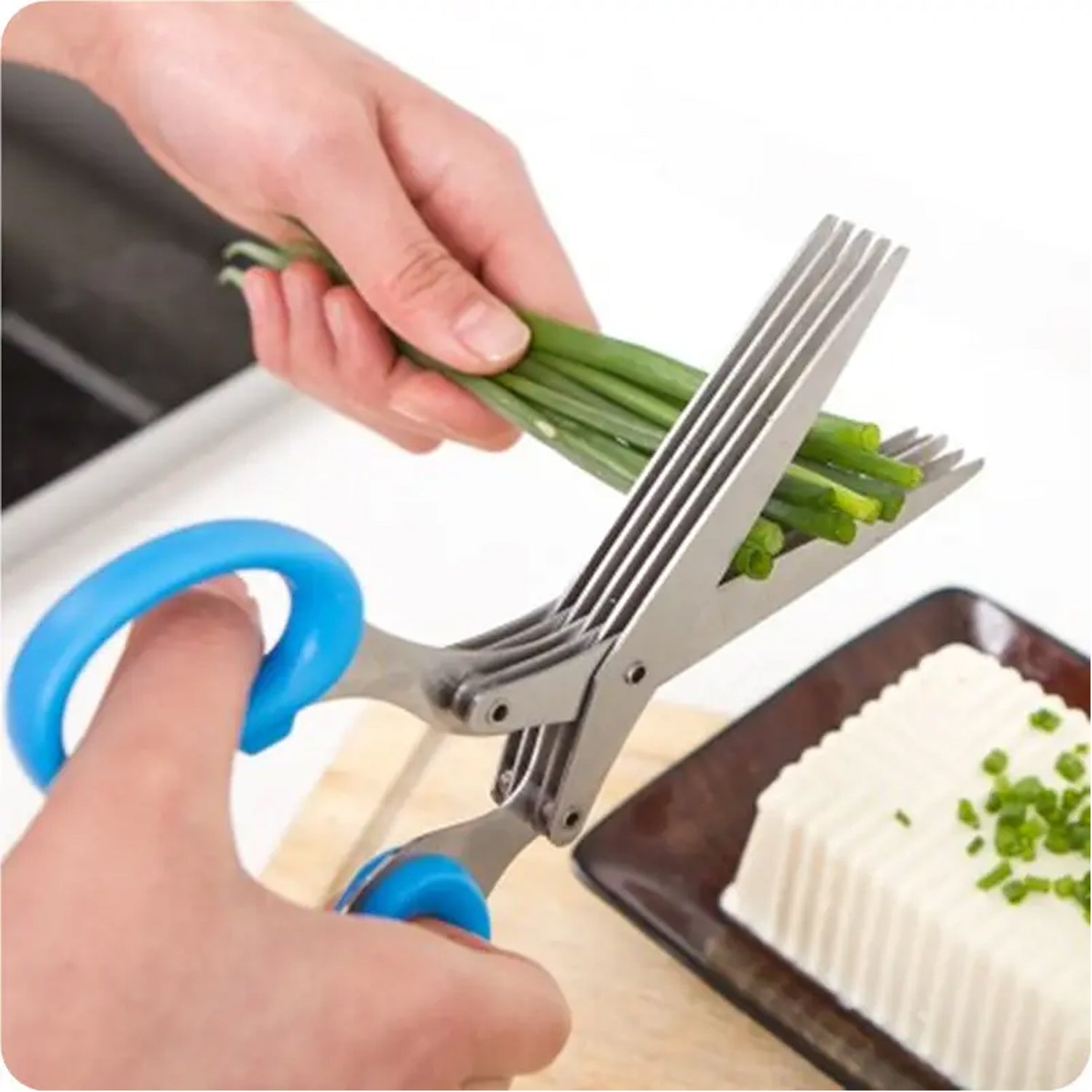 1563A MULTIFUNCTION VEGETABLE STAINLESS STEEL HERBS SCISSOR WITH 5 BLADES 