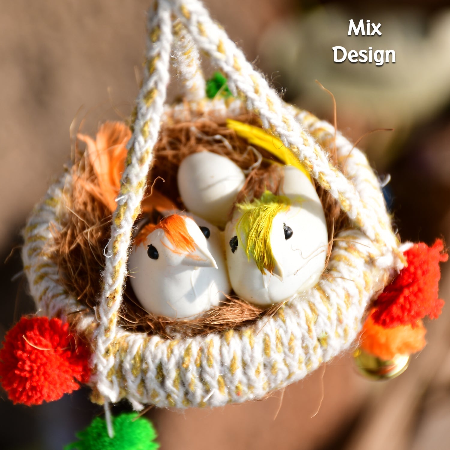 1731A ARTIFICIAL JUTE HANGING BIRDS NEST JHUMAR CHIDIYAN KA GHOSLA With Brown Box DeoDap