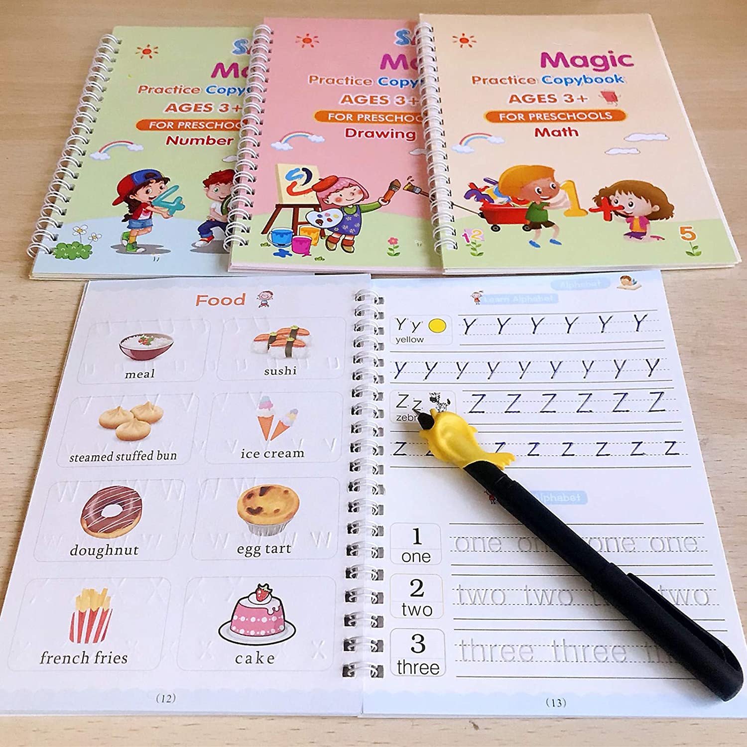 8075 4 Pc Magic Copybook widely used by kids, children’s and even adults also to write down important things over it while emergencies etc. DeoDap