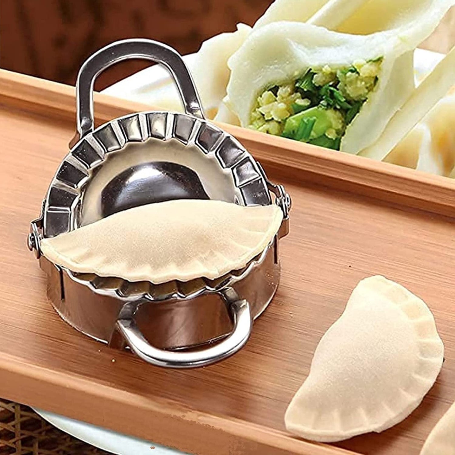 2219 Stainless Steel Dumpling Maker, Dough Cutter Pie Mold Tool. DeoDap