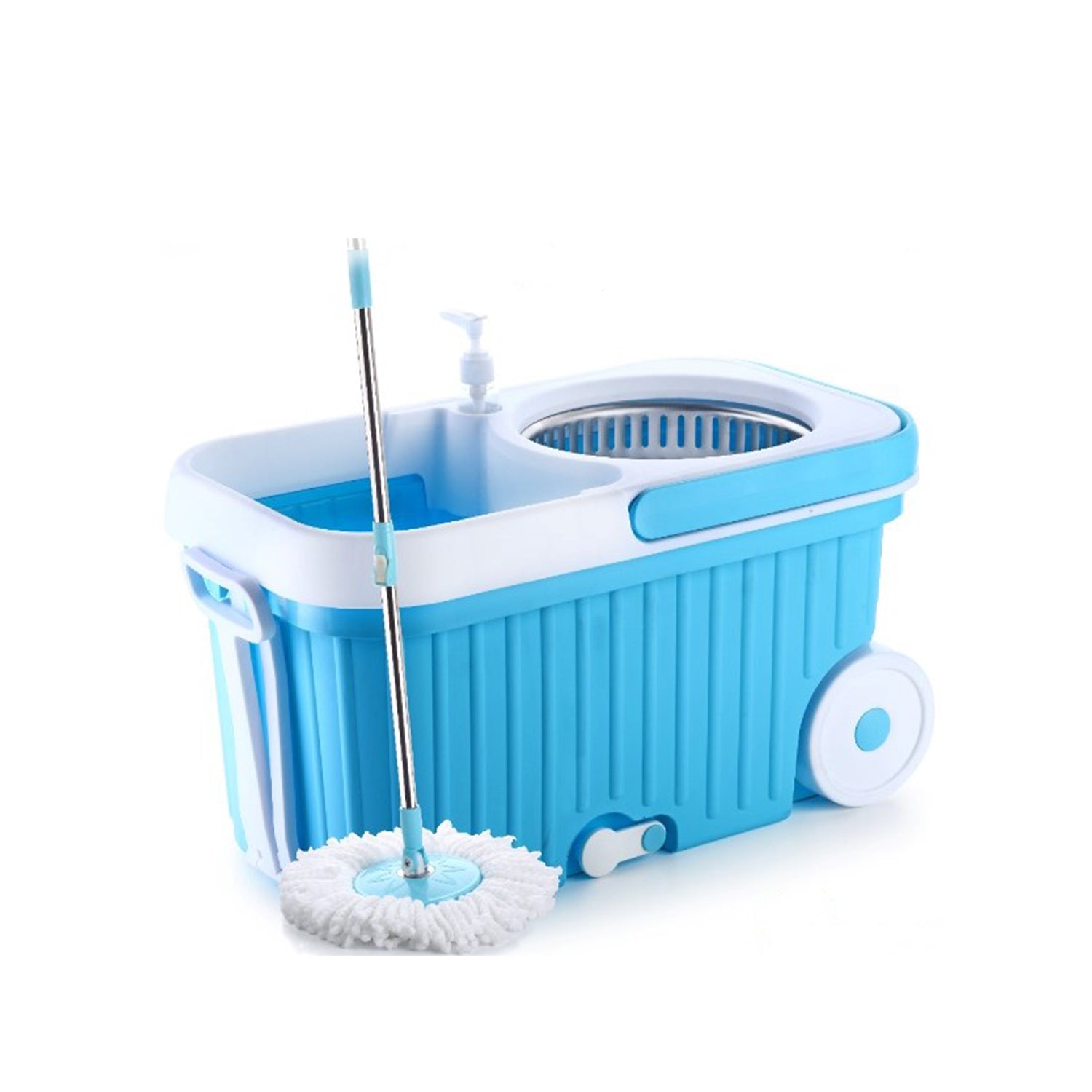 8703 Spin Mop with Bigger Wheels and Plastic Auto Fold Handle for 360 Degree Cleaning DeoDap