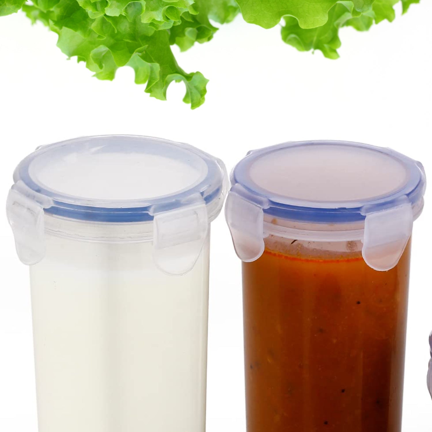 5830 Plastic Liquid Round Airtight Food Storage Container with Leak Proof Locking Lid BPA Free Container for Kitchen, 5 Pcs Set (Transparent,  ( Approx Capacity 110 ml,160 ml,210 ml,400 ml,500 ml)