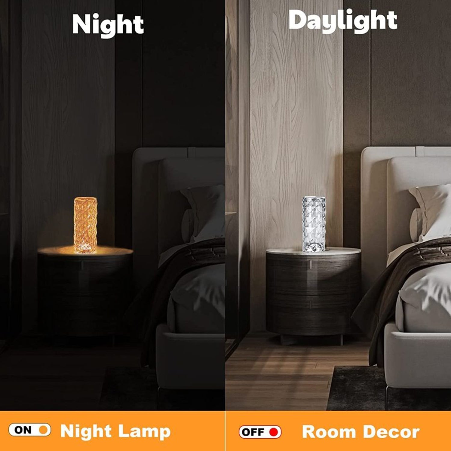 6604 Crystal Touch Night Light (16 Colors) - Rose Diamond Table Lamp with Remote Control, USB Table Lamp, Romantic Date Lighting Decor for Festival, Bedroom, Dining Room