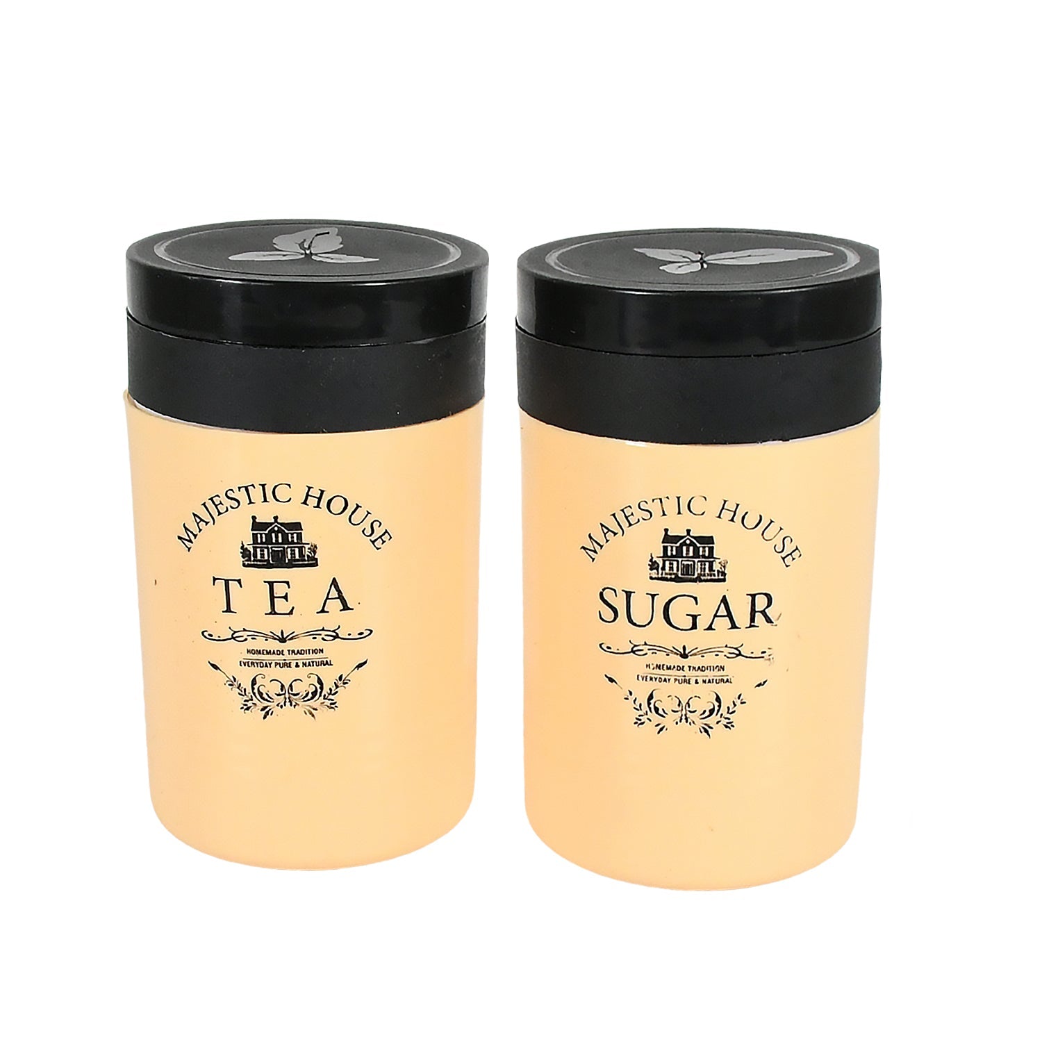 5640 Accurate Seal Tea Sugar Coffee Container, Plastic Damru Shaped Tea, Coffee, Sugar Canisters Jar, New Airtight Food Seal Containers for Salt, Dry Fruit, Grocery 2 Section (800 ML Approx)