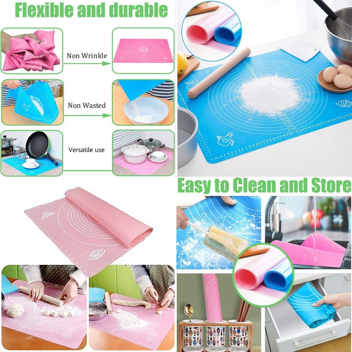 2585 Rolling Mat Silicone Baking Mat Fondant Mat Sheet Chapati DeoDap