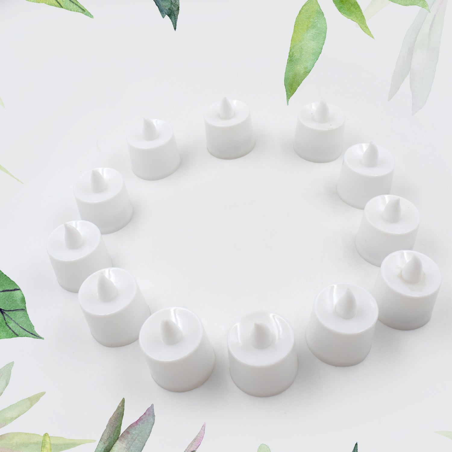 6635b GREEN FLAMELESS LED TEALIGHTS, SMOKELESS PLASTIC DECORATIVE CANDLES - LED TEA LIGHT CANDLE FOR HOME DECORATION (PACK OF 12)