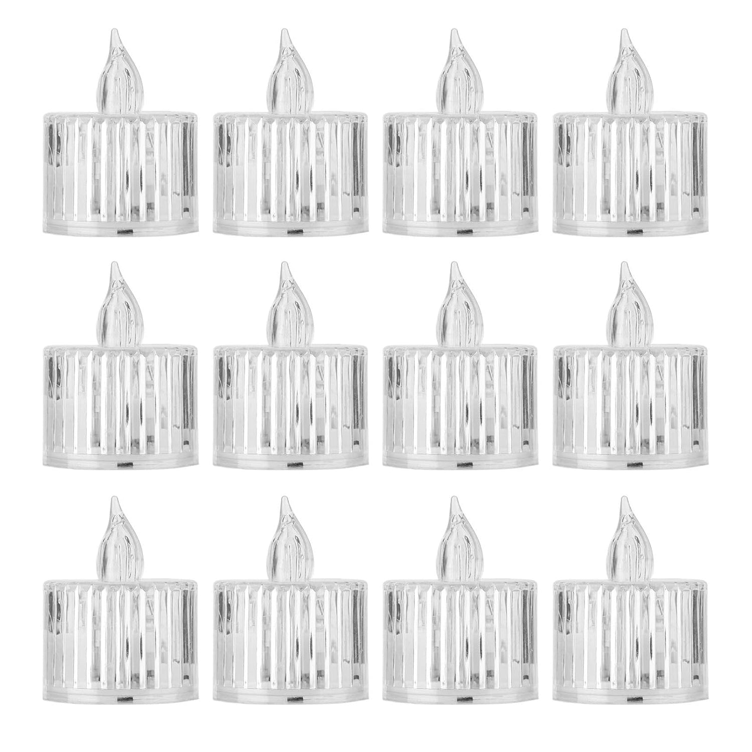 12 Pcs Flameless and Smokeless Decorative Acrylic Candles Transparent Led Tea Light Candle for Gifting, House, Diwali, Christmas, Festival, Events Decor Candles