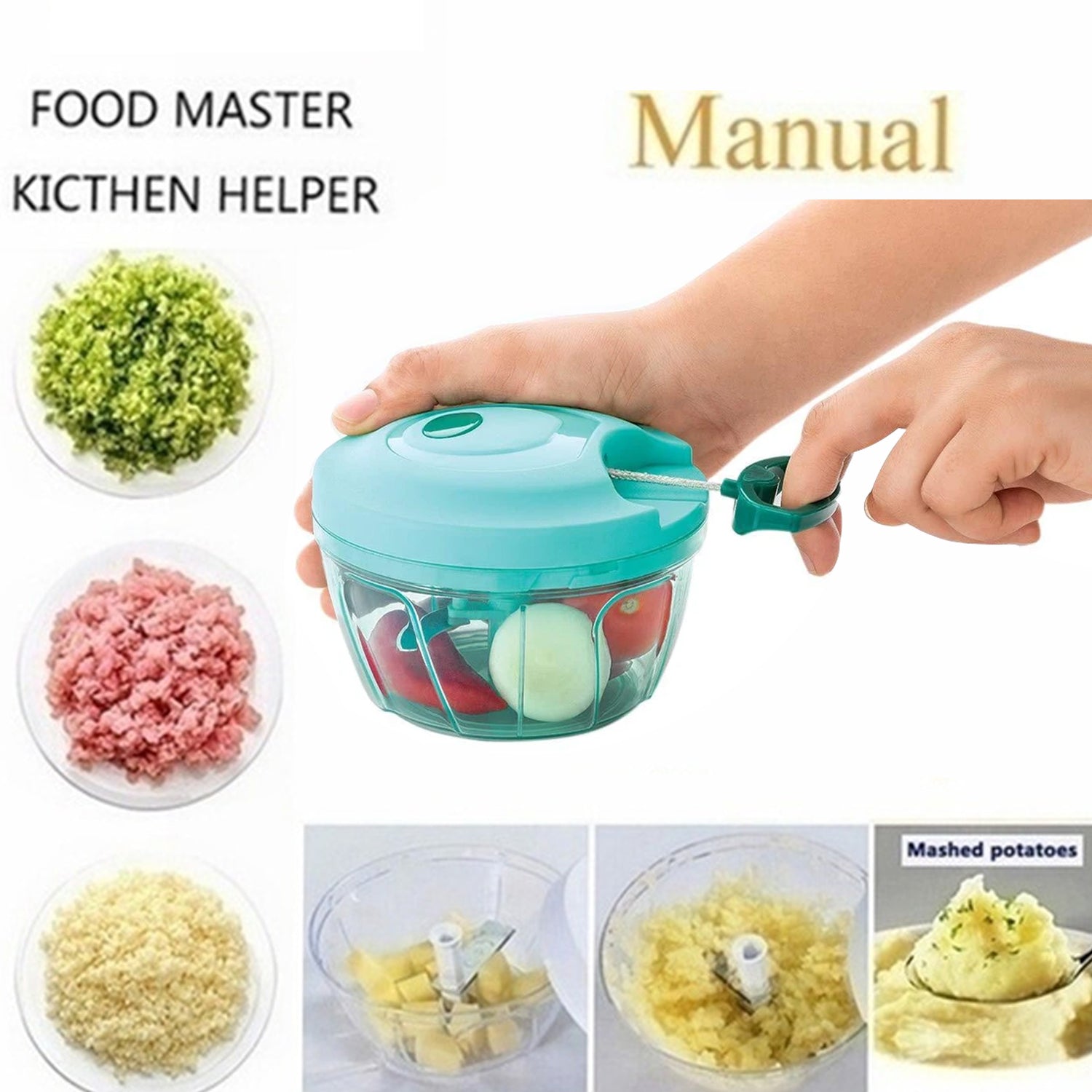 080 Manual Food Chopper, Compact & Powerful Hand Held Vegetable Chopper/Blender DeoDap