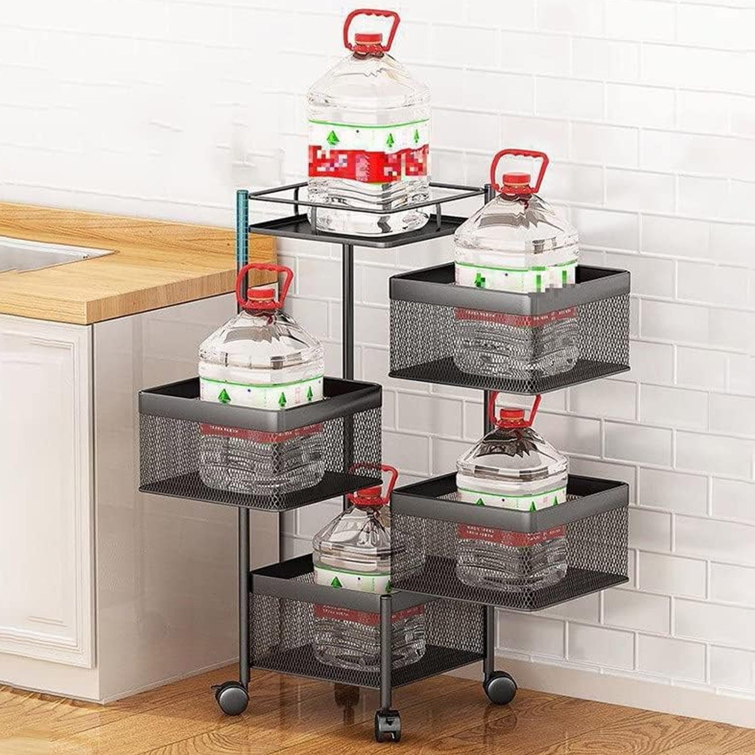 Metal High Qaulity Kitchen Trolley Kitchen Organizer Items and Kitchen Accessories Items for Kitchen Rack Square Design for Fruits & Vegetable Onion Storage Kitchen Trolley with Wheels (4 Layer / 3 Layer)