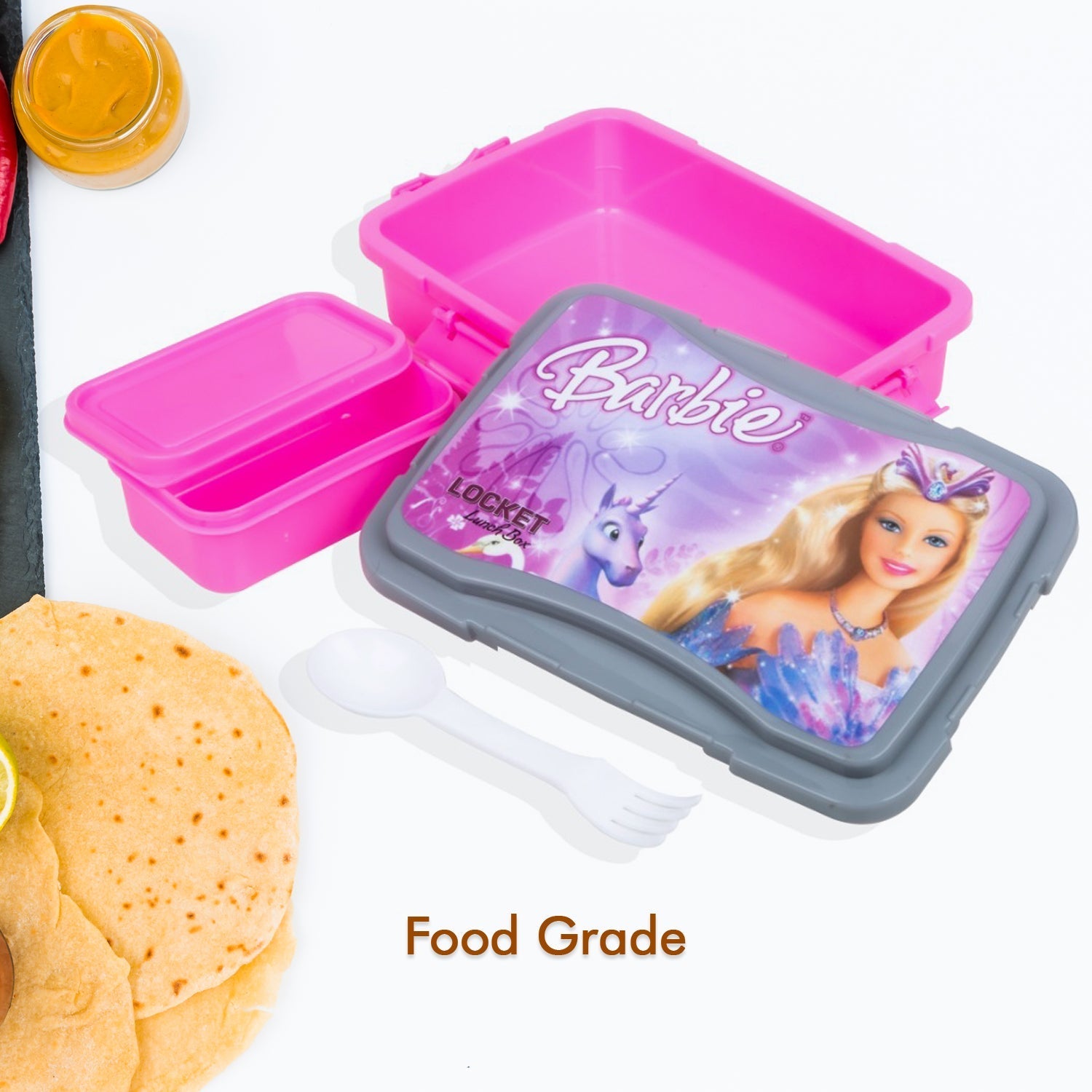 5318 Locket Lunch Box Plastic High Quality Box For Kids School Customized Plastic Lunch Box for Girls & Boy DeoDap