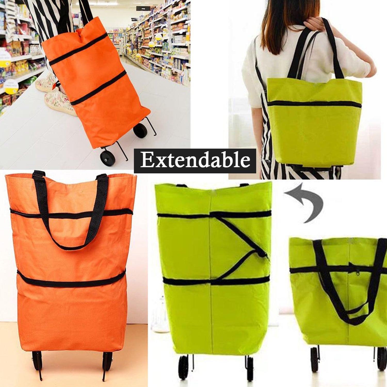 1652 Folding Cart Bags Trolley Shopping Bag For Travel Luggage DeoDap