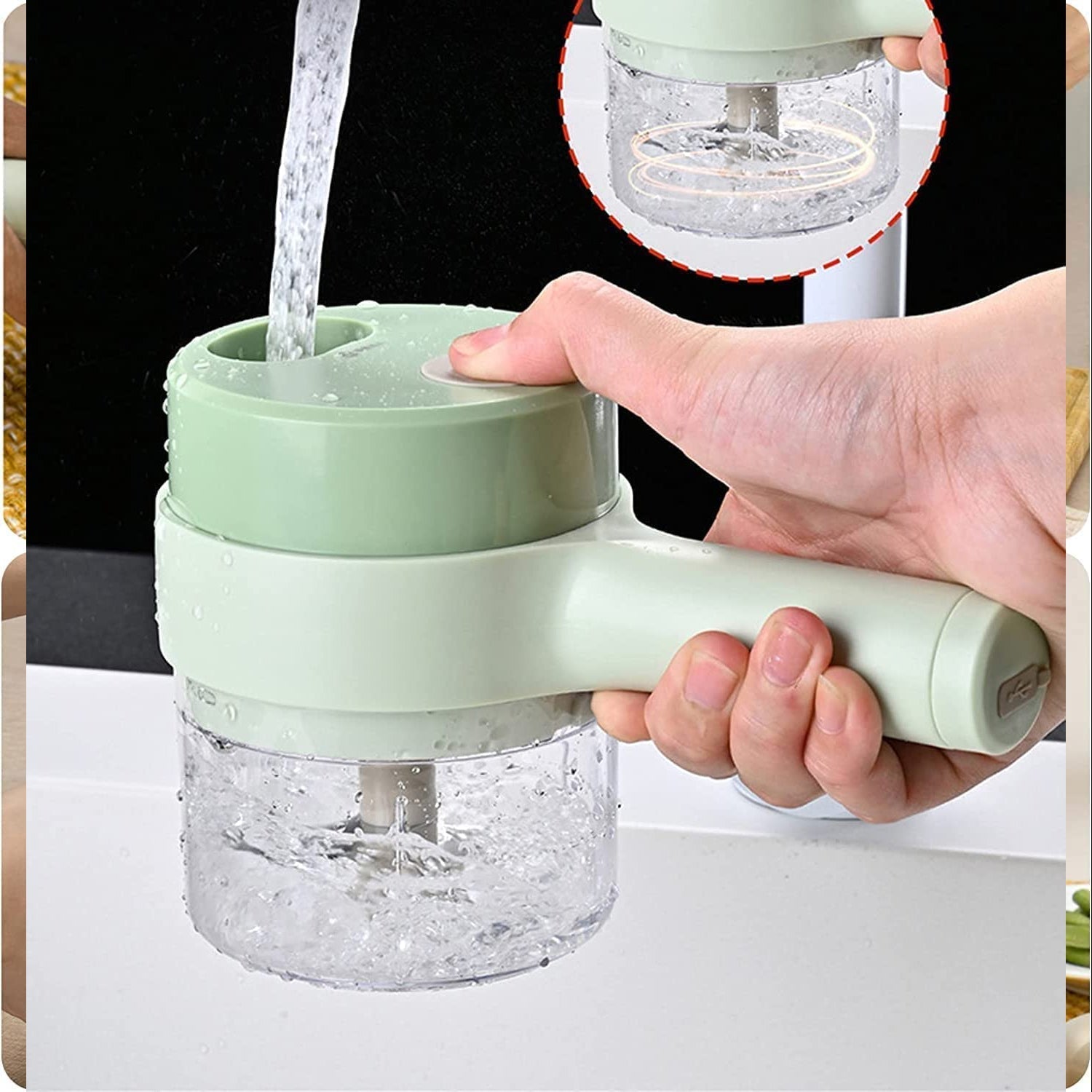 0142 4 in 1 Electric Handheld Cooking Hammer Vegetable Cutter Set Electric Food Chopper Multifunction Vegetable Fruit Slicer 