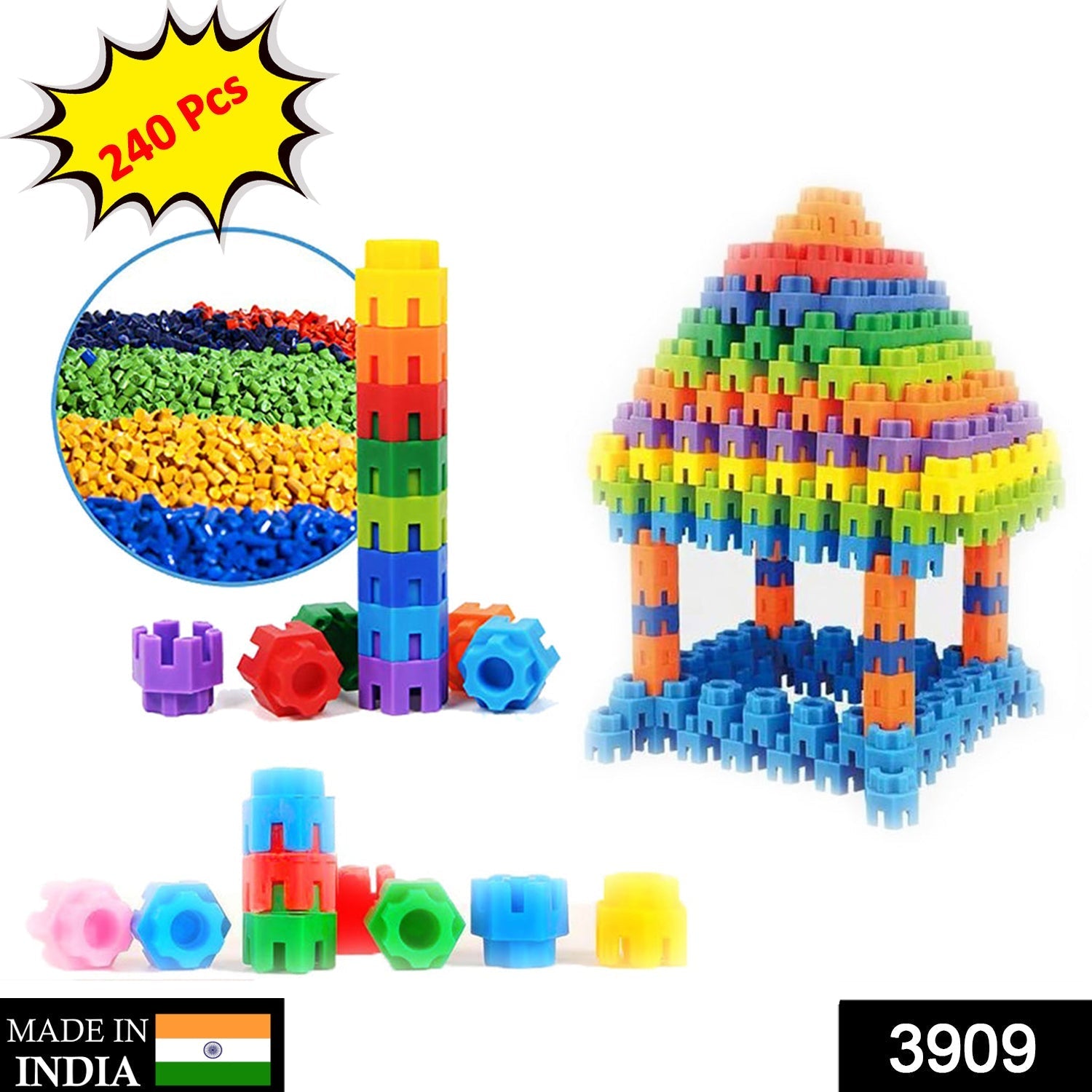 3909 240 Pc Hexa Blocks Toy used in all kinds of household and official places specially for kids and children for their playing and enjoying purposes. DeoDap