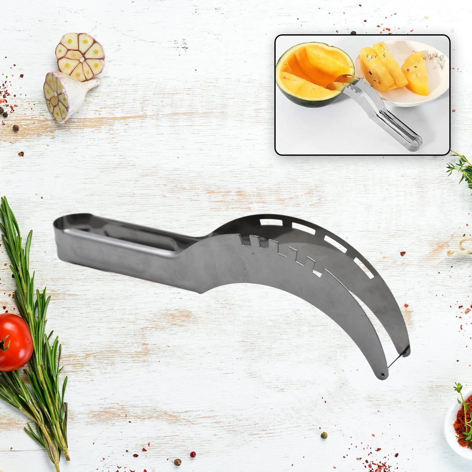 2859 Stainless Steel Watermelon Cantaloupe Slicer Knife, Corer Fruit, Vegetable Tools Kitchen