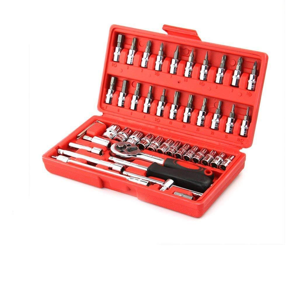 0422 Socket 1/4 Inch Combination Repair Tool Kit (Red, 46 pcs) DeoDap