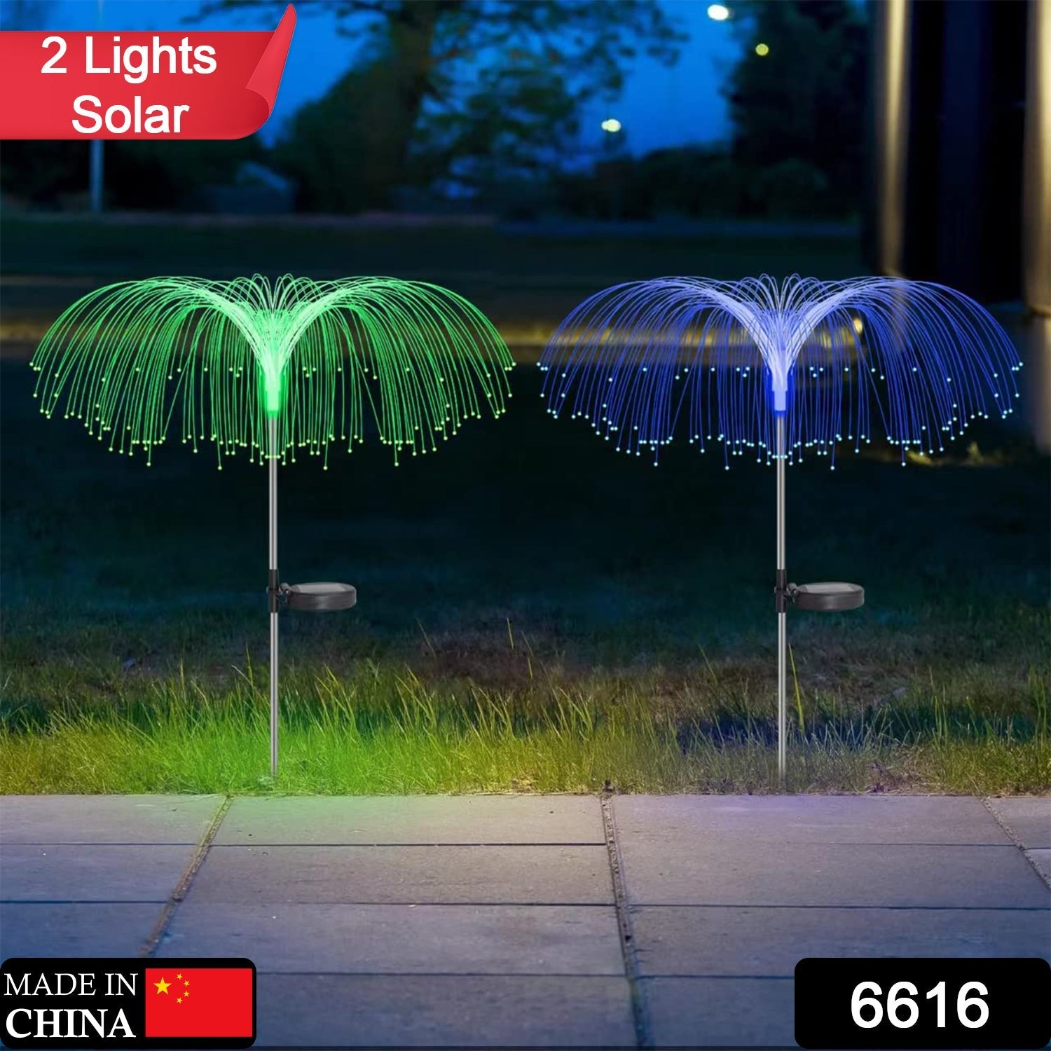 6616 2pcs Garden Solar Outdoor Lights Decorative , 7 Colors Changing RGB Light Waterproof Flower Jellyfish Firework Decor for Garden Patio Landscape Pathway Yard Holiday Decor DeoDap