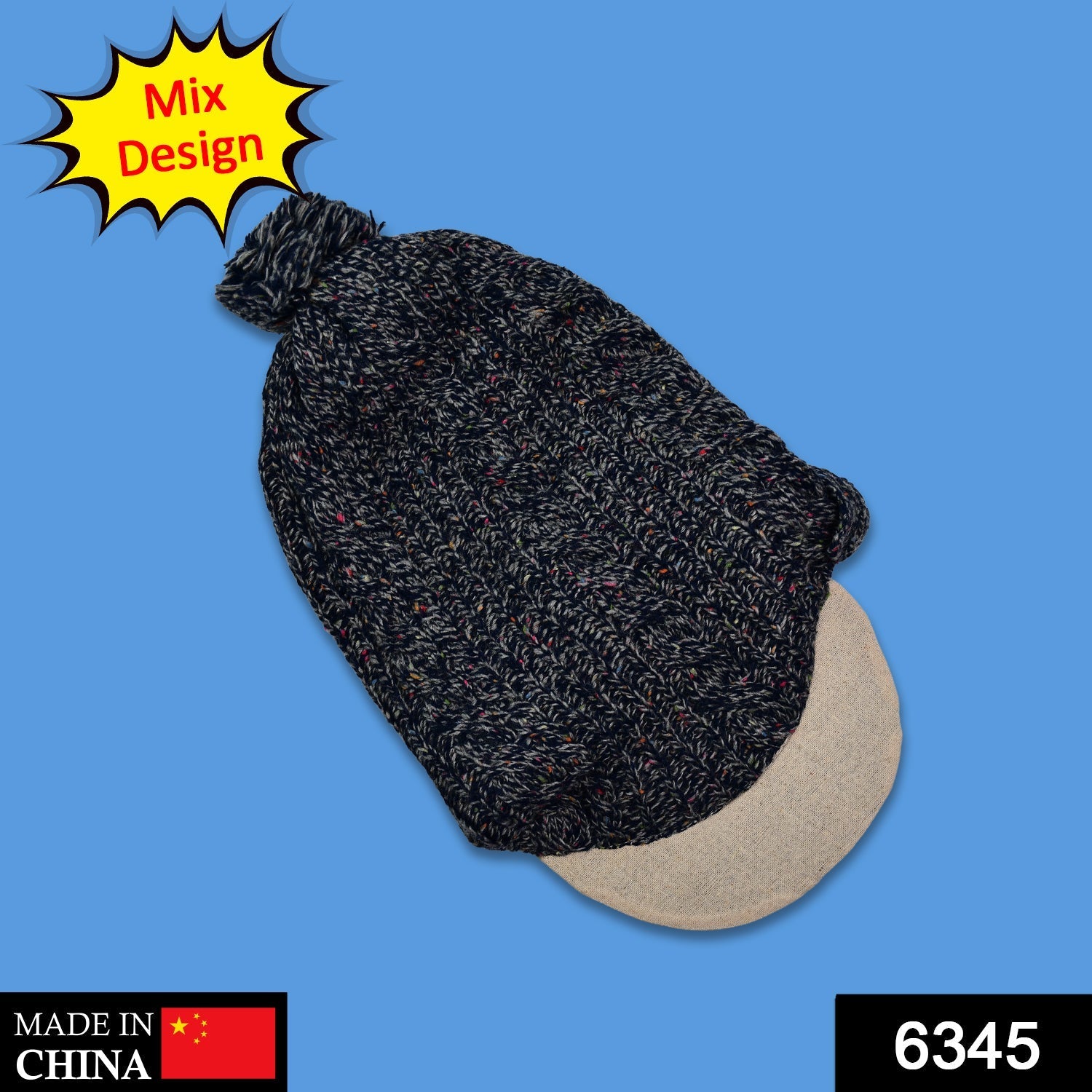 6345 Solid Texture Winter Woolen Beanie Caps DeoDap