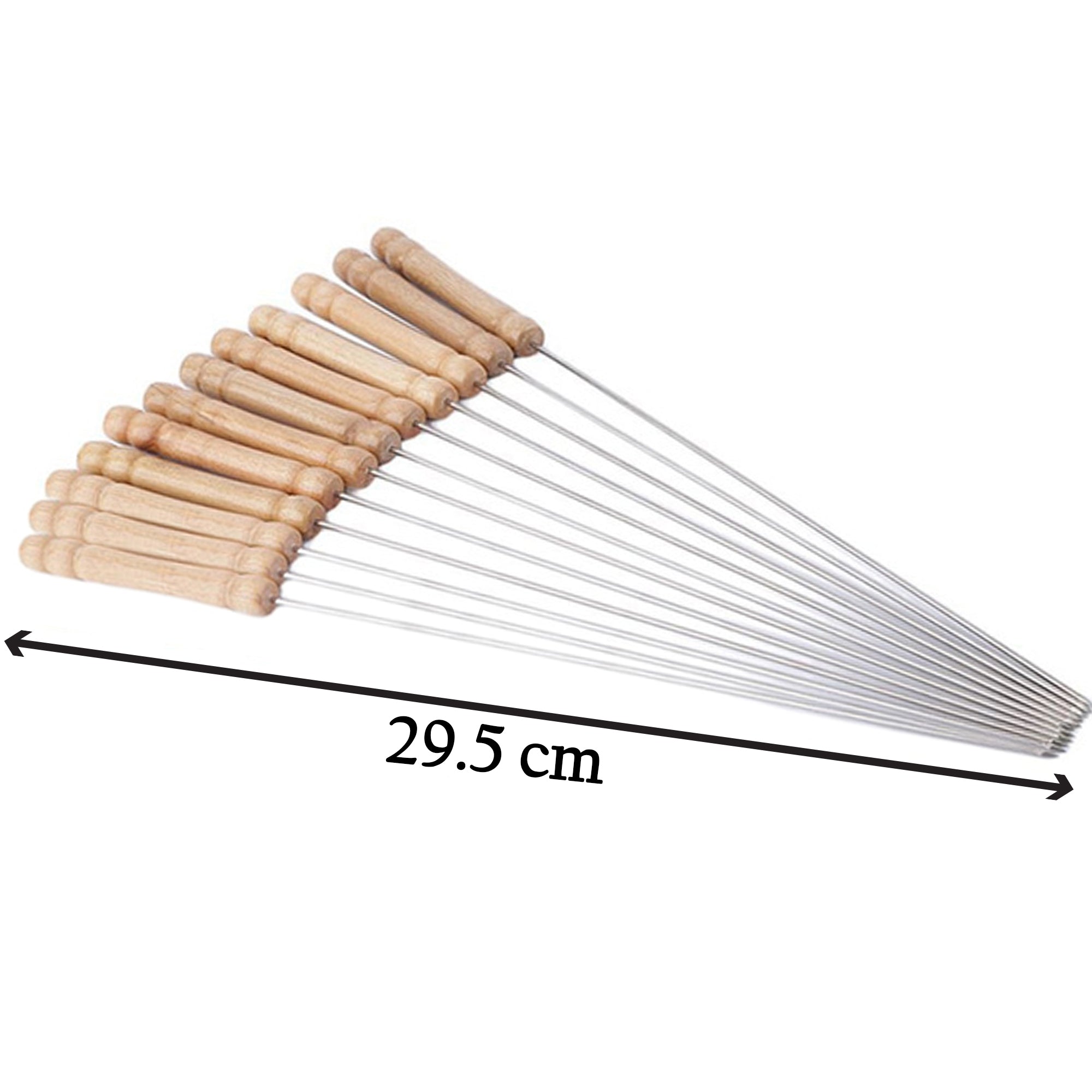 2228 Barbecue Skewers for BBQ Tandoor and Gril with Wooden Handle - Pack of 12 DeoDap