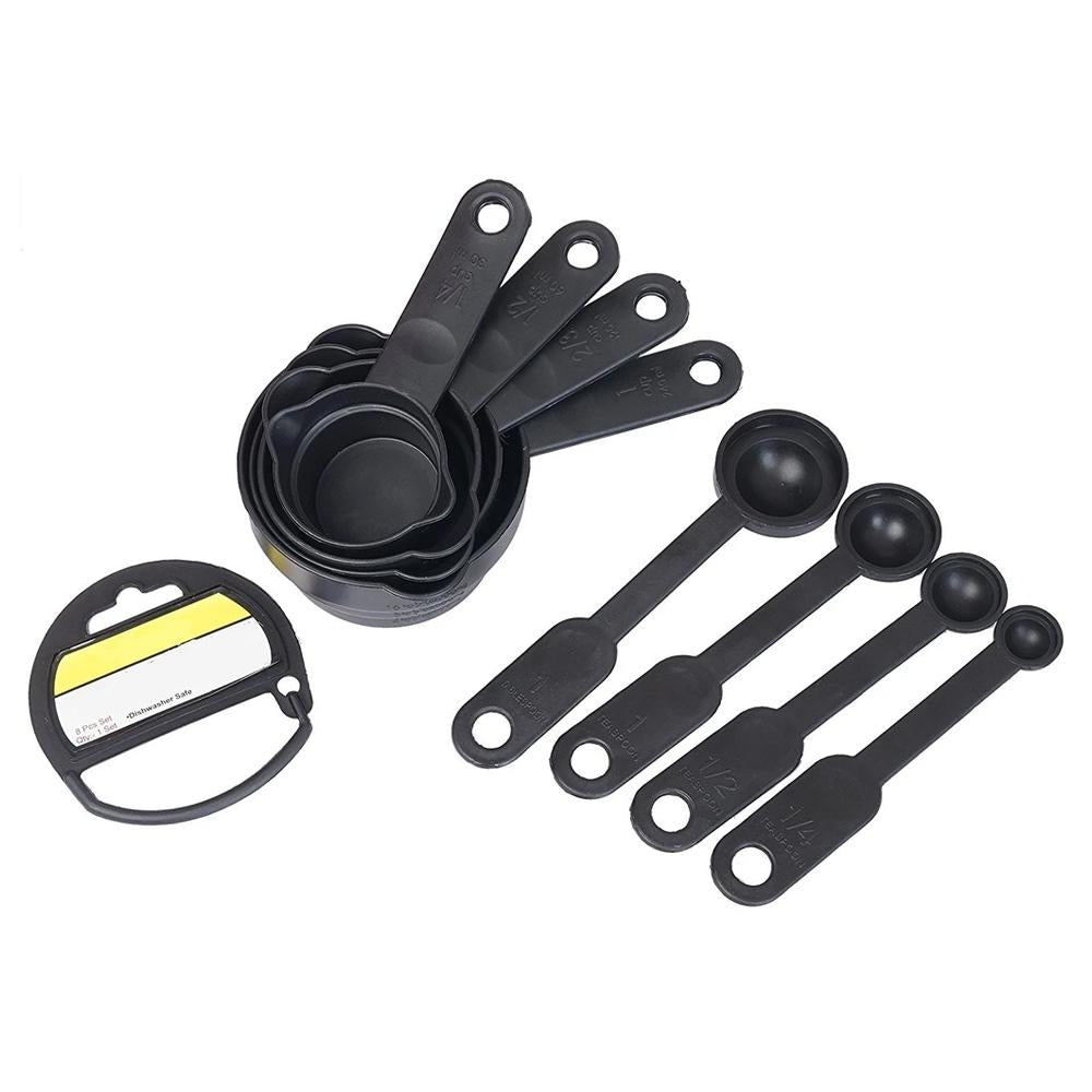 106 Plastic Measuring Cups and Spoons (8 Pcs, Black) Smallb.store