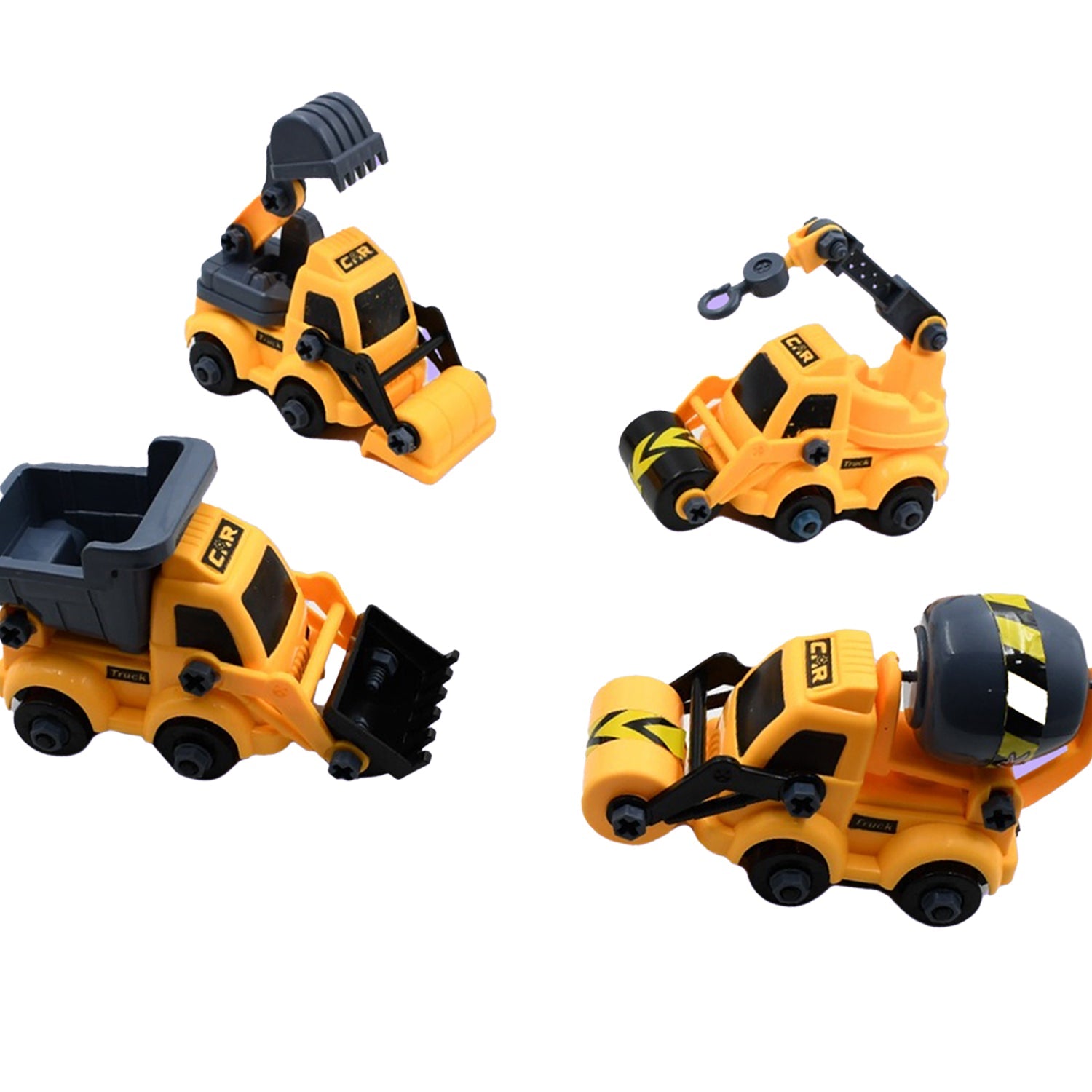 4565 Engineering vehicles Nut Assembly Vehicle Toy, DIY Nut Assembly Vehicle Model Toy Highly Simulation Children Kids Car Model Toy Set (4 Pc Set)