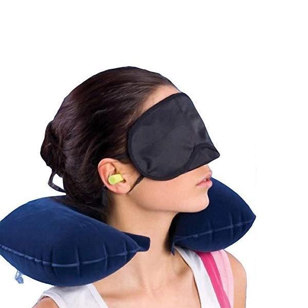 505 -3-in-1 Air Travel Kit with Pillow, Ear Buds & Eye Mask Smallb.store WITH BZ LOGO