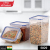 5829 Classics Rectangular Plastic Airtight Food Storage Containers with Leak Proof Locking Lid Storage container set of 3 Pc( Approx Capacity 500ml,1000ml,1500ml, Transparent)