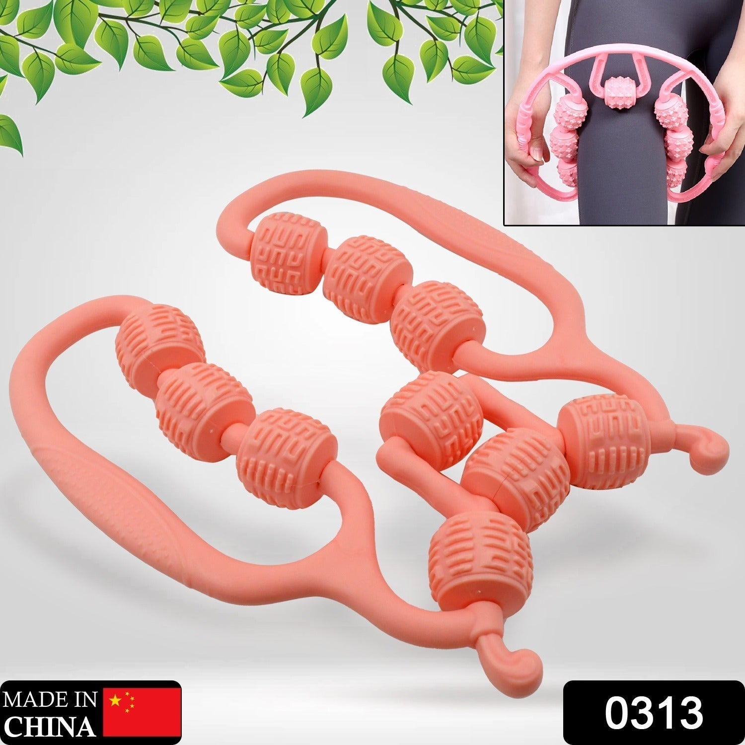 Muscle Massage Roller, 6 ,7, 8 & 10 Wheels Relieve Soreness Leg Muscle Roller Fitness Roller Muscle Relaxer Massage Roller Ring Clip All Round Massaging Uniform Force Elastic PP Drop Shaped for Home Use (1 Pc)