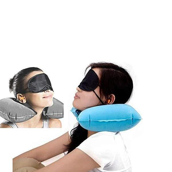 505 -3-in-1 Air Travel Kit with Pillow, Ear Buds & Eye Mask Smallb.store WITH BZ LOGO