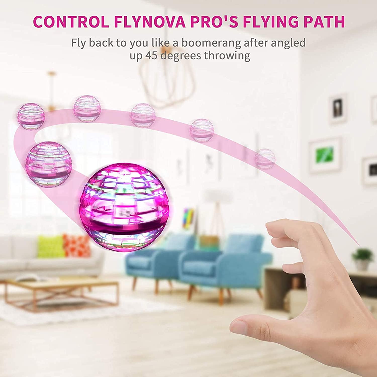 8057 Flying Ball Toys, USB Rechargeable Built-in RGB Lights 360°Rotating Magic Controller, Flying Orb Ball Boomerang Mini Pro Spinner Blastoise Toys