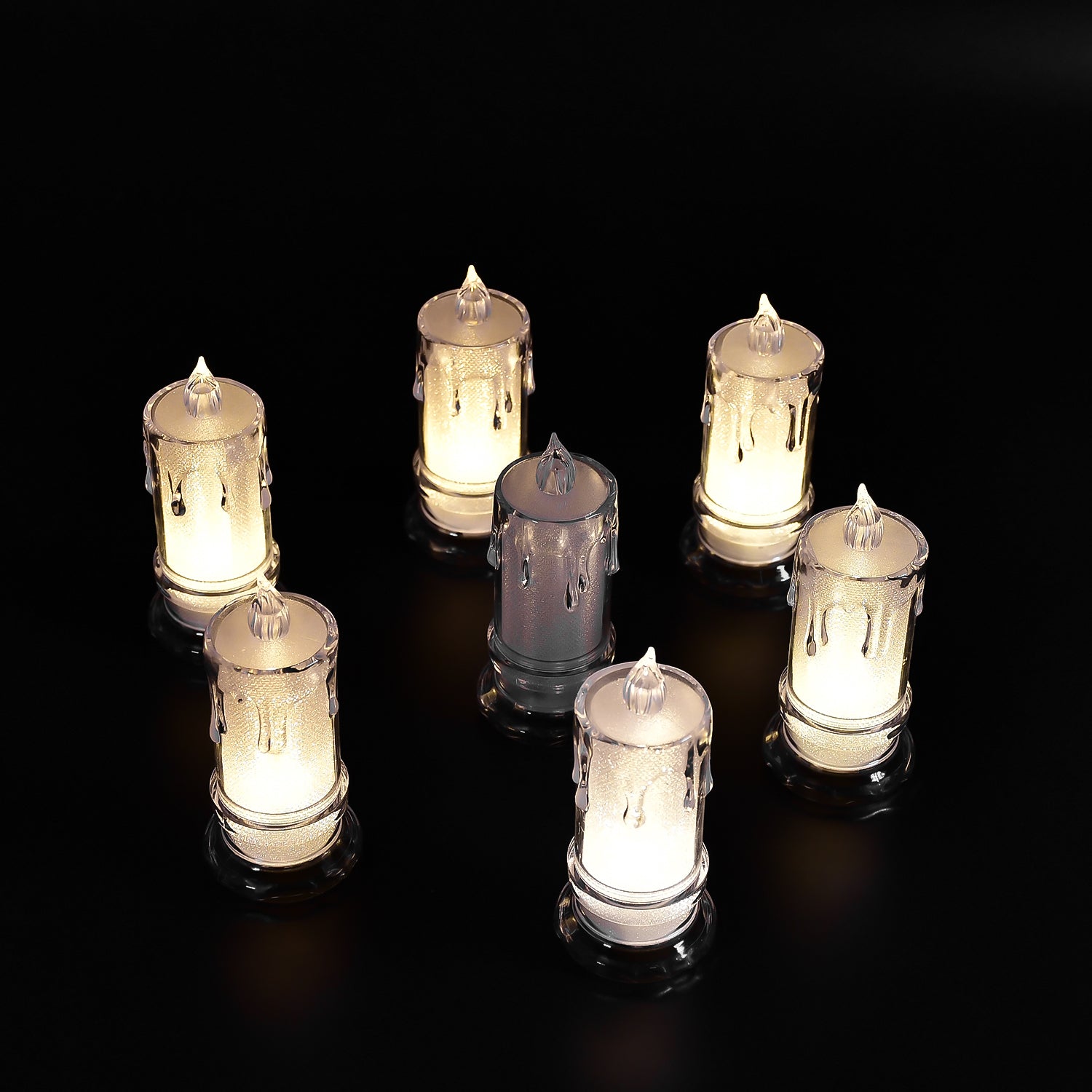 6559 BIG SIZE FLAMELESS MELTED DESIGN CANDLES FOR DECORATION (SET OF 12PC) DeoDap