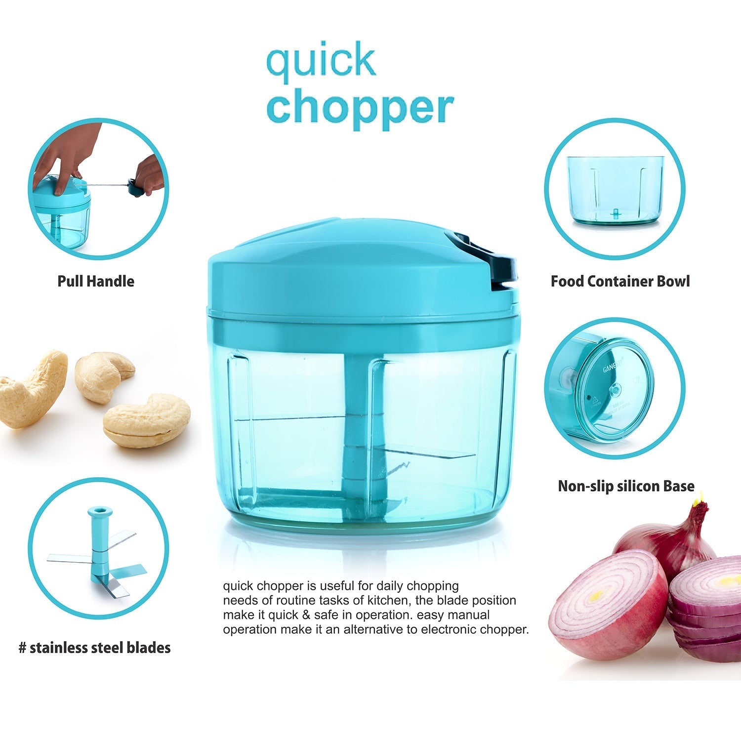 8105 Ganesh Quick Vegetable Chopper  (1 Unit Chopper)(725 Ml) DeoDap