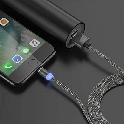 12520 Magnetic Charging Cable 3 in 1 Metal Magnetic Micro USB Type C Lighting Cable with LED, Multiple Charging Adapters for All Android and all Smartphones  (Compatible with All Android and iPhone Smartphones, Tablet, PC, Mobile