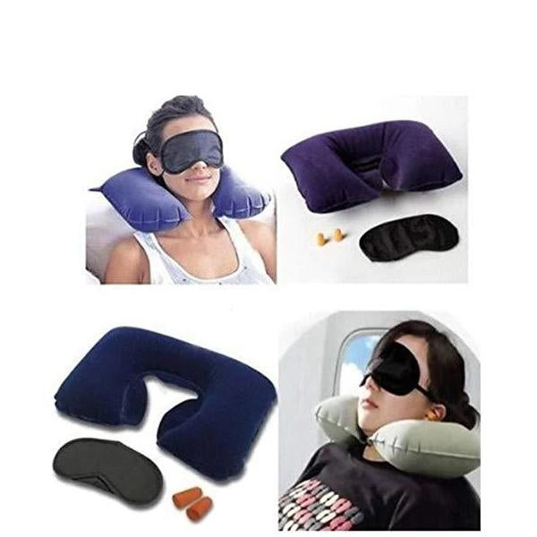 505 -3-in-1 Air Travel Kit with Pillow, Ear Buds & Eye Mask Smallb.store WITH BZ LOGO