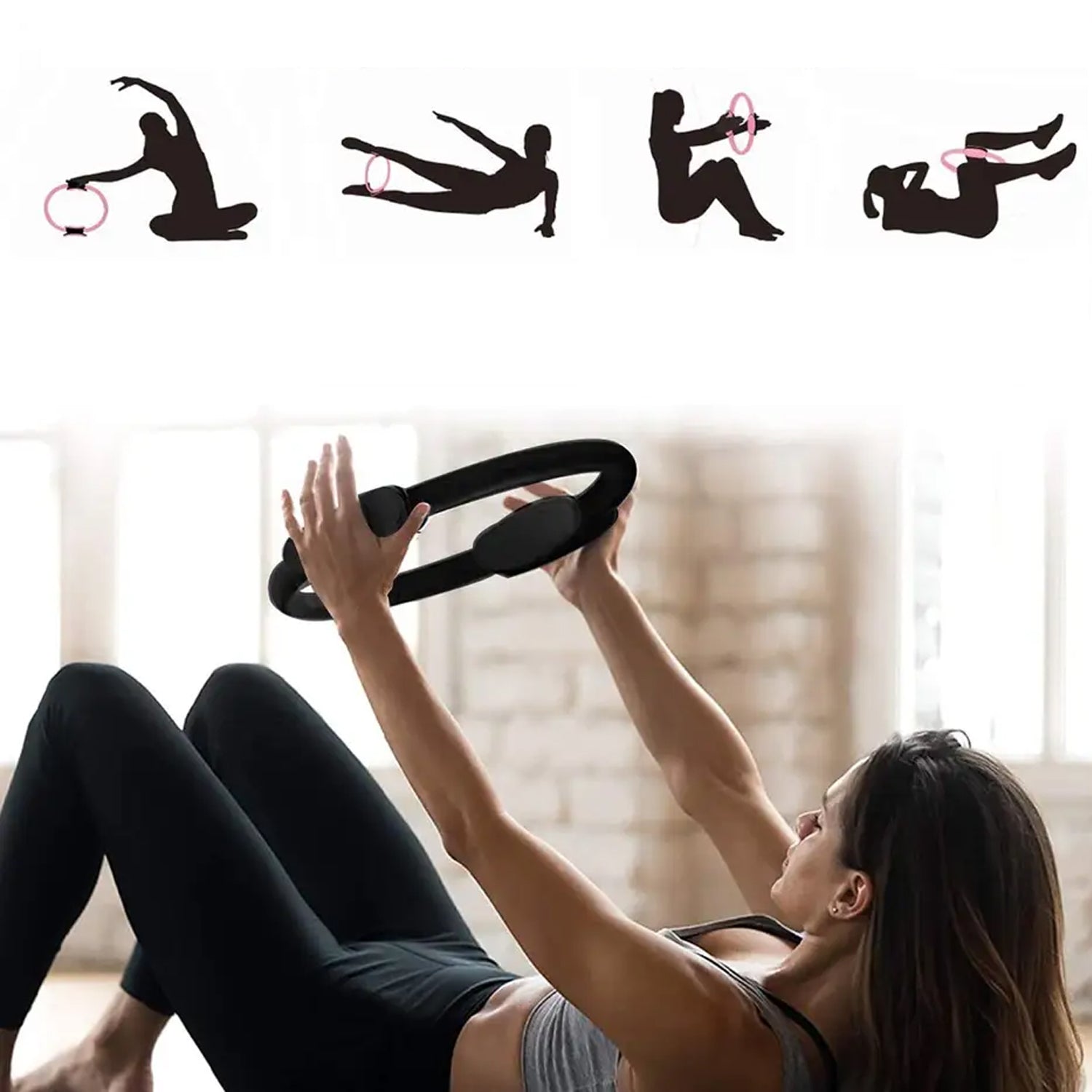 6714  Fitness Ring Workout Yoga Ring Circle Pilates for Woman Fitness Circle Thigh Exercise Pilates Circle Ring Fitness Equipment for Home