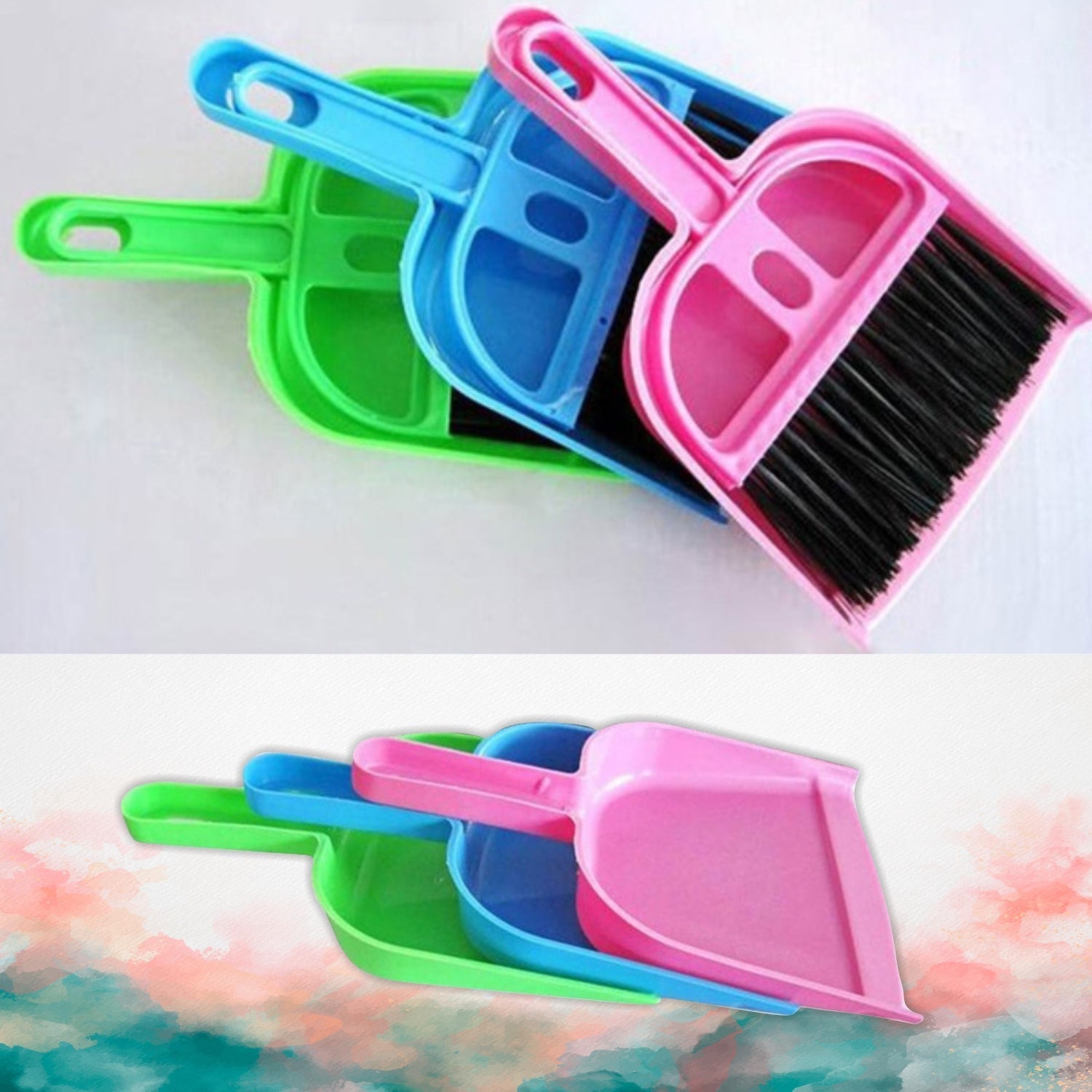 2213 Mini Dustpan with Brush Broom Set for Multipurpose Cleaning - 2 pcs 