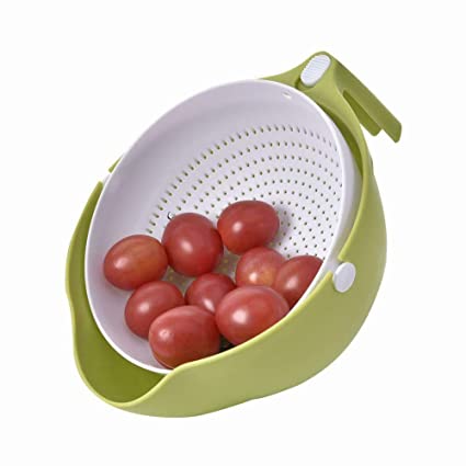 1093 Multi-Functional Washing Fruits and Vegetables Bowl & Strainer with Handle DeoDap