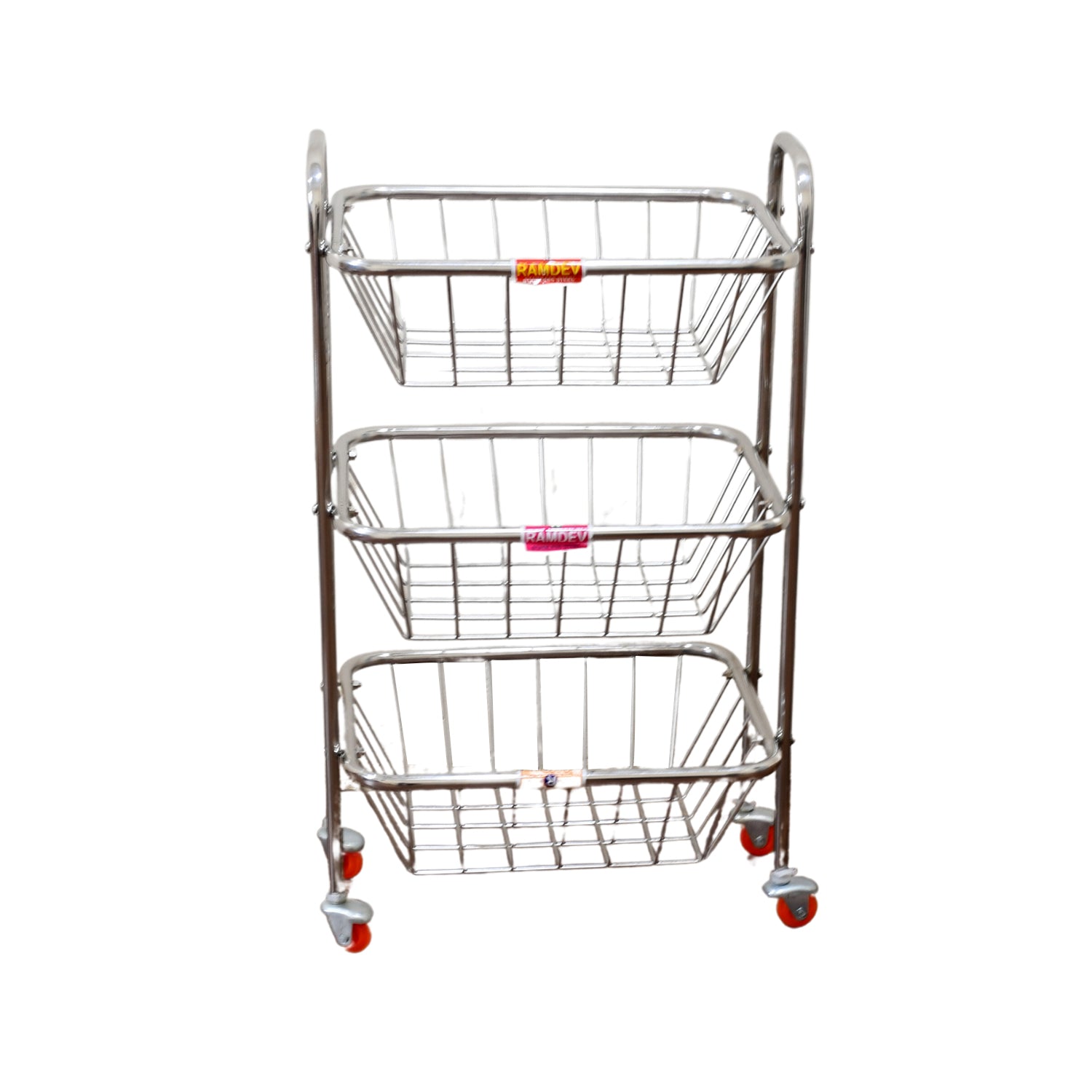 5981 Multipurpose 3 Layer Stainless Steel Fruit & Vegetable 4 Stand Kitchen Trolley | Fruit Basket | Vegetable Basket | Onion Potato Rack For Kitchen | Vegetable Stand For Kitchen