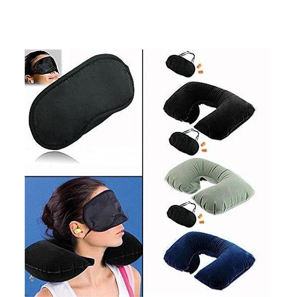 505 -3-in-1 Air Travel Kit with Pillow, Ear Buds & Eye Mask Smallb.store WITH BZ LOGO