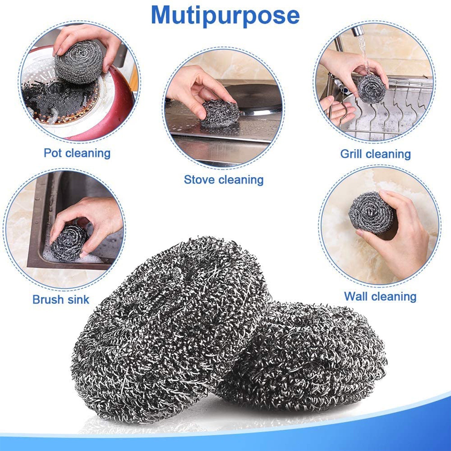 2922 Stainless Steel Scrubber / Scourer (pack of 6pc) DeoDap