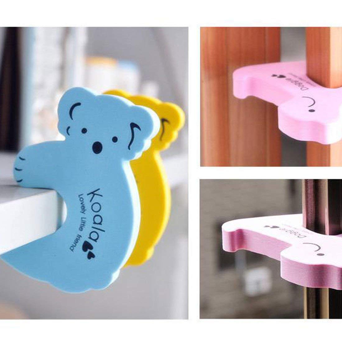 6039A  Animal Shape Door Stopper Lock Safety Guard, Kids Safety and Protection Finger Pich Door Guard, Baby Safety Cute Animal Security Door Stopper (2pc Set)